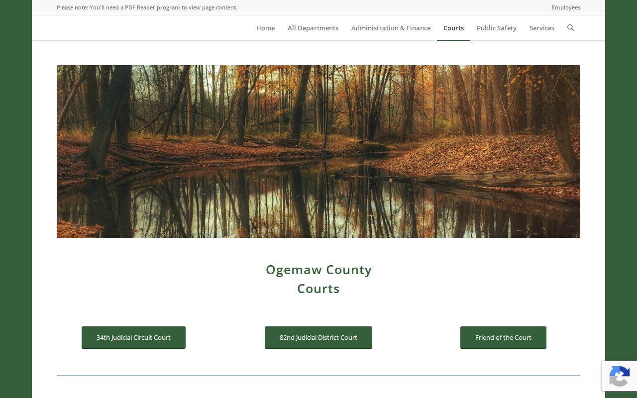 Ogemaw County court docket access through the official county courts page