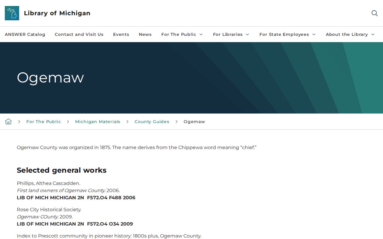 Ogemaw County court docket historical research through the Library of Michigan guide